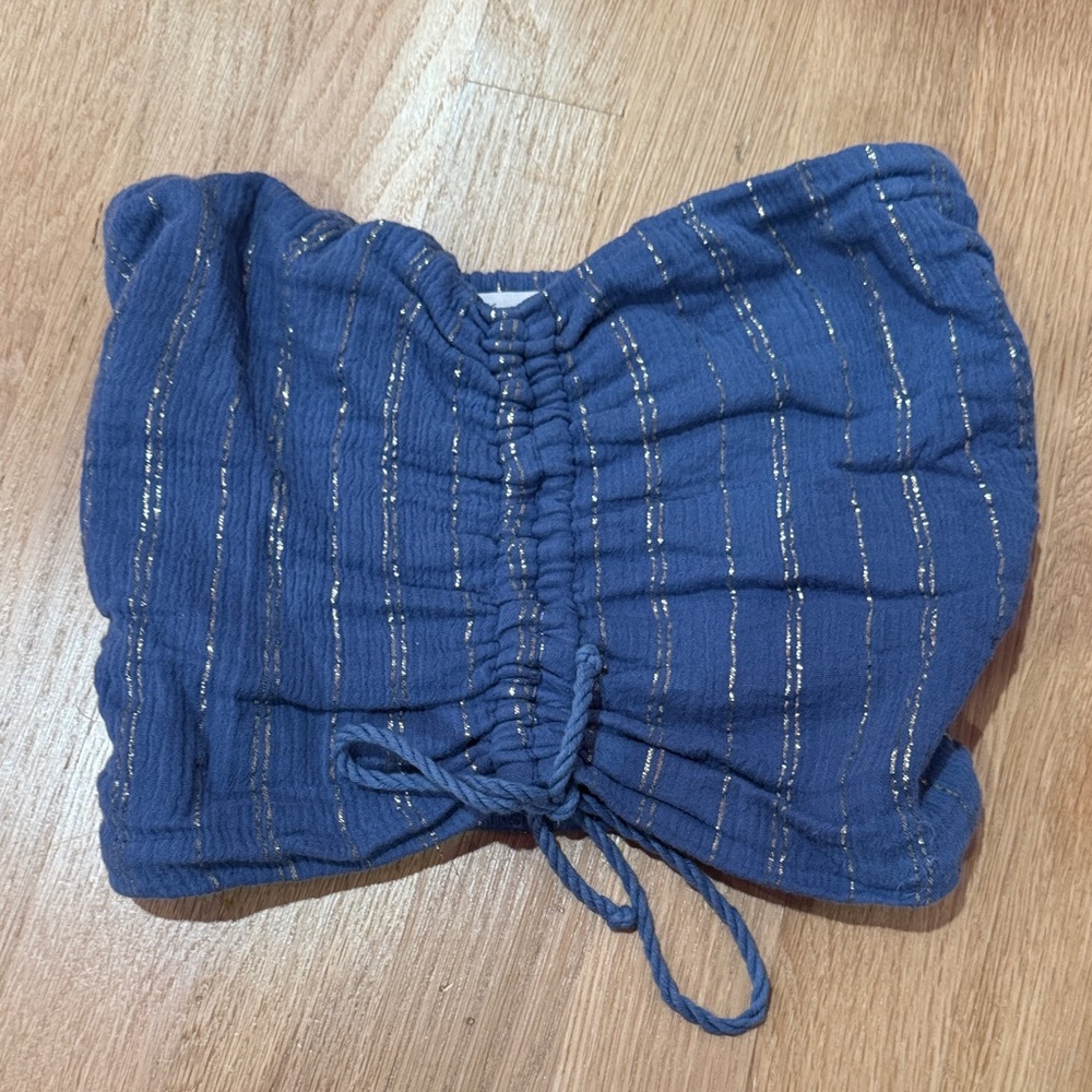 Aerie Blue and Gold Textured Tube Top